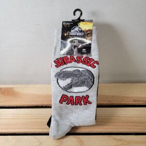 2 Pair Jurassic Park Unisex Adult Crew Socks - Size 6.5 - 12 NWT
